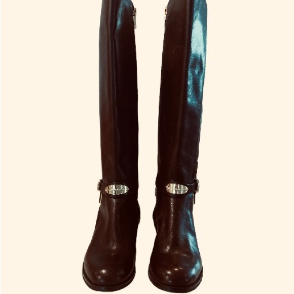 Michael Kors brown leather riding boots tall - Picture 2 of 11
